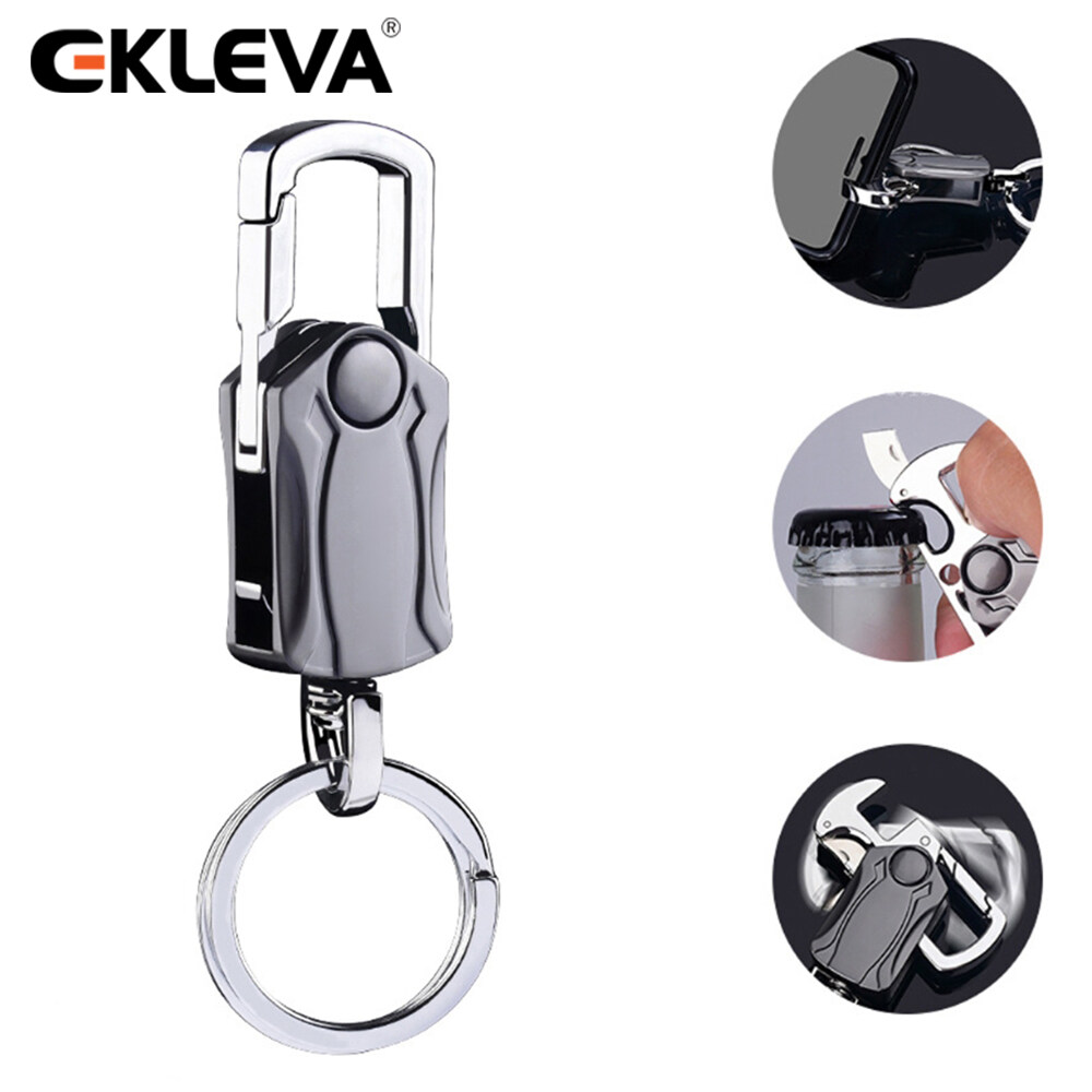 EKLEVA Multifunctional Heavy Duty Keychain Corkscrew Cool Keychain 360 Degree Bearing Silent Rotation Design Key Ring Men's Fashion Key